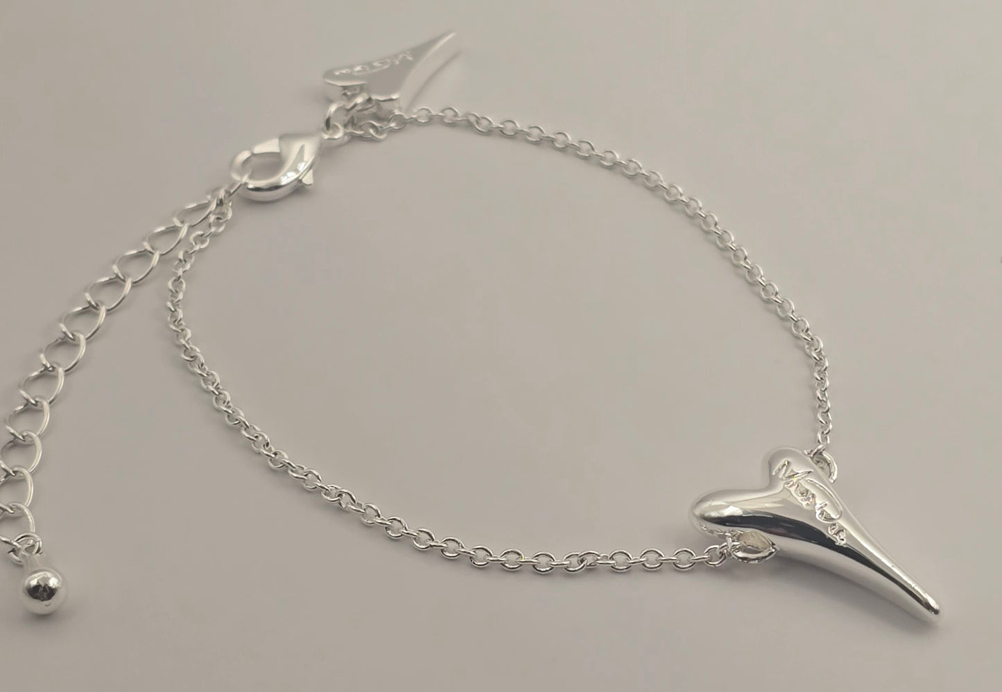 Silver Small Bubble Heart Shaped Pendant Bracelet*