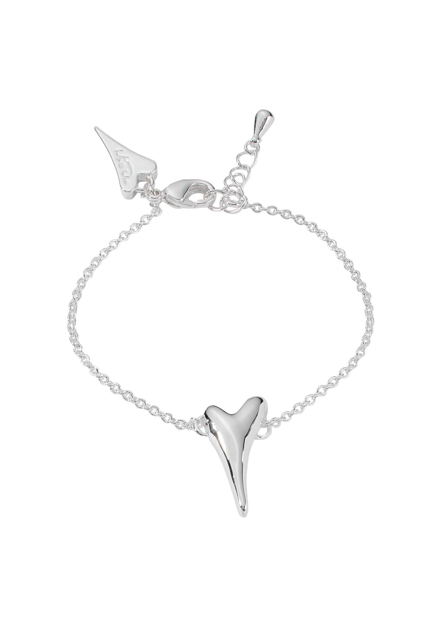 Silver Small Bubble Heart Shaped Pendant Bracelet*
