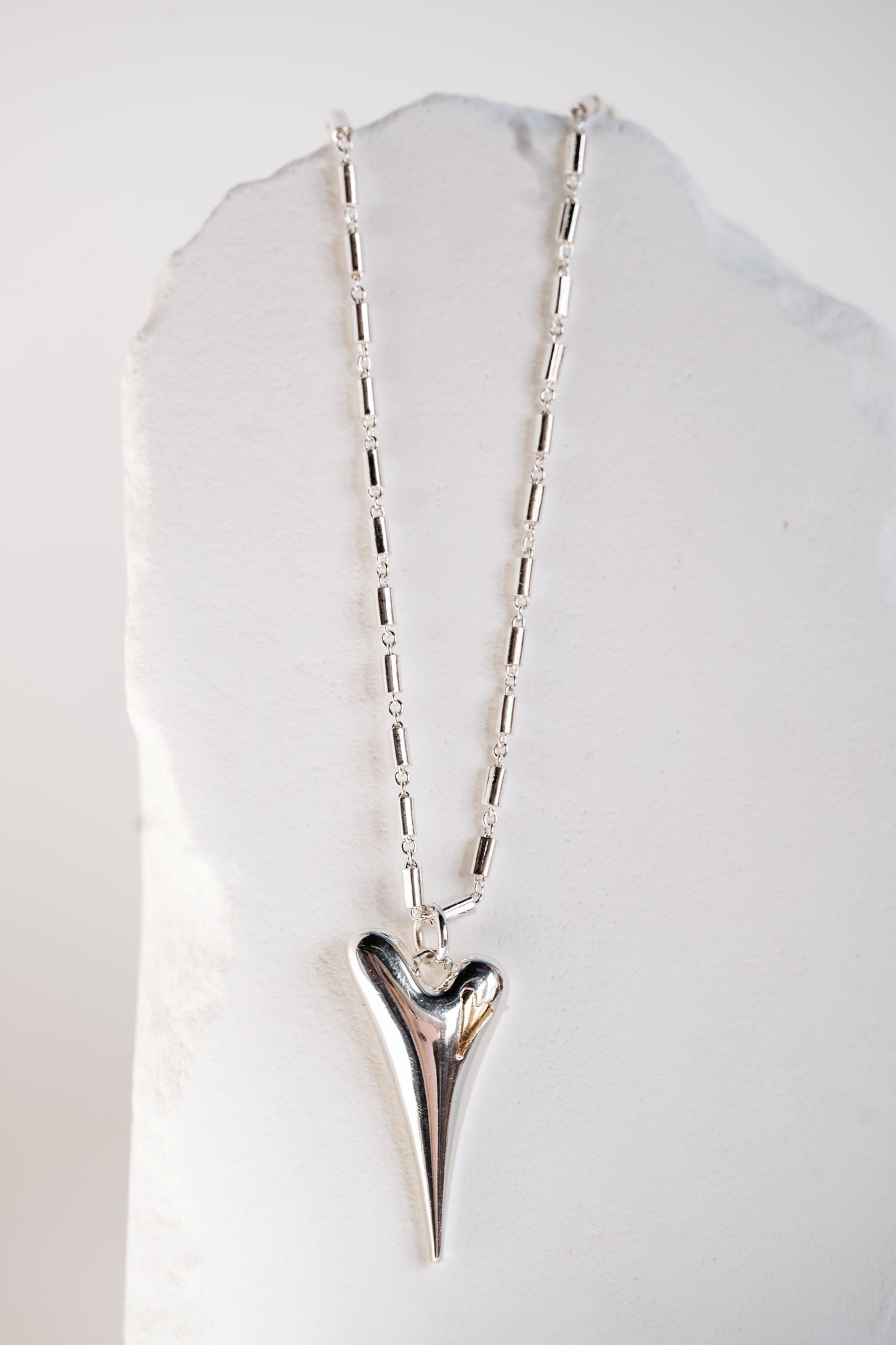 SILVER/YELLOW GOLD SOLID HEART NECKLACE *