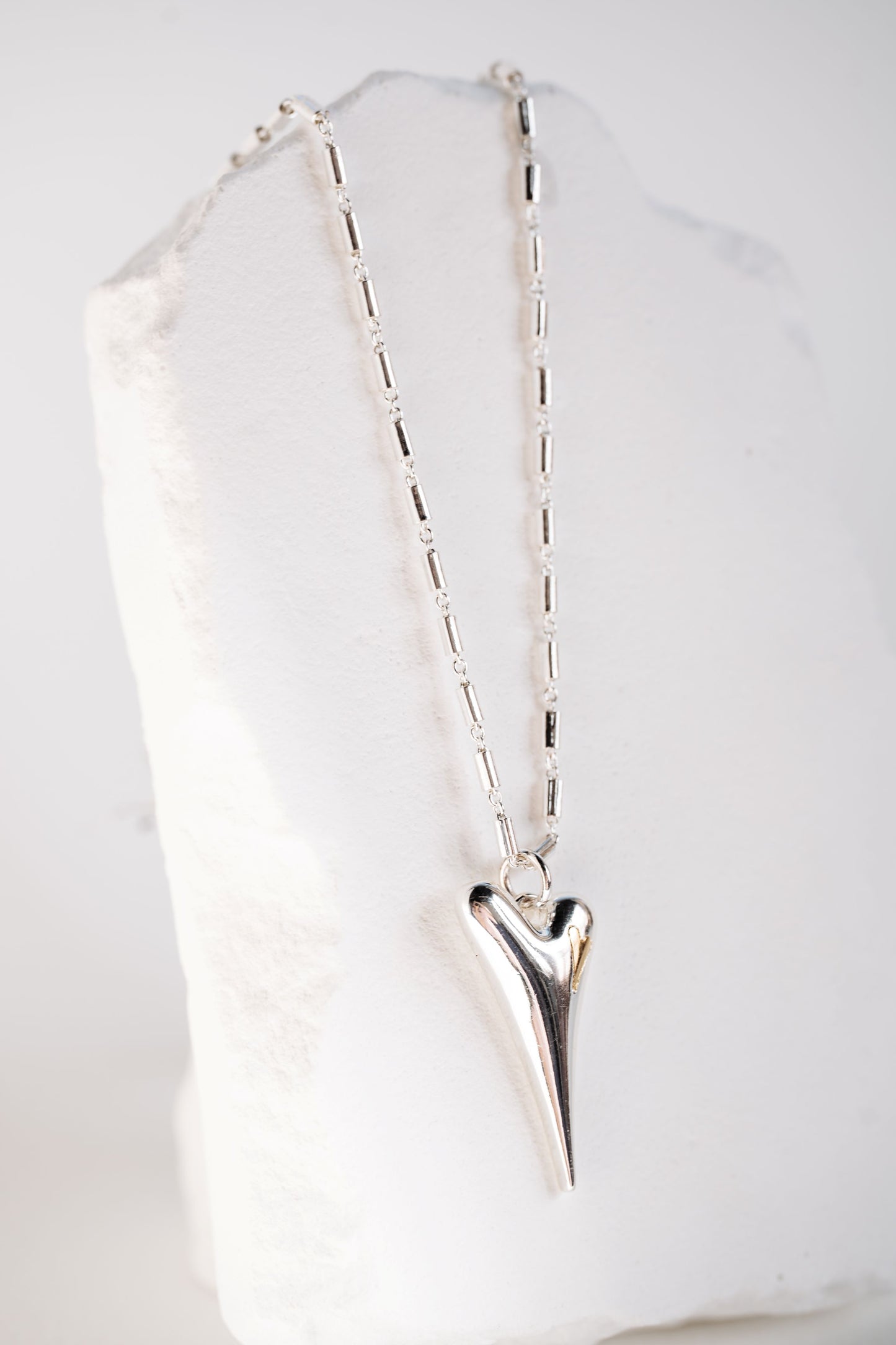 SILVER/YELLOW GOLD SOLID HEART NECKLACE *