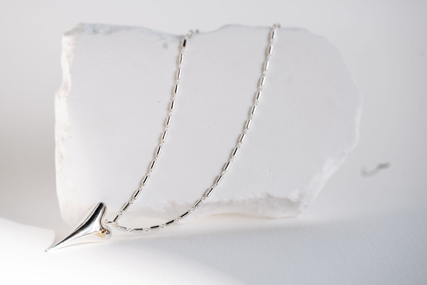 SILVER/YELLOW GOLD SOLID HEART NECKLACE *