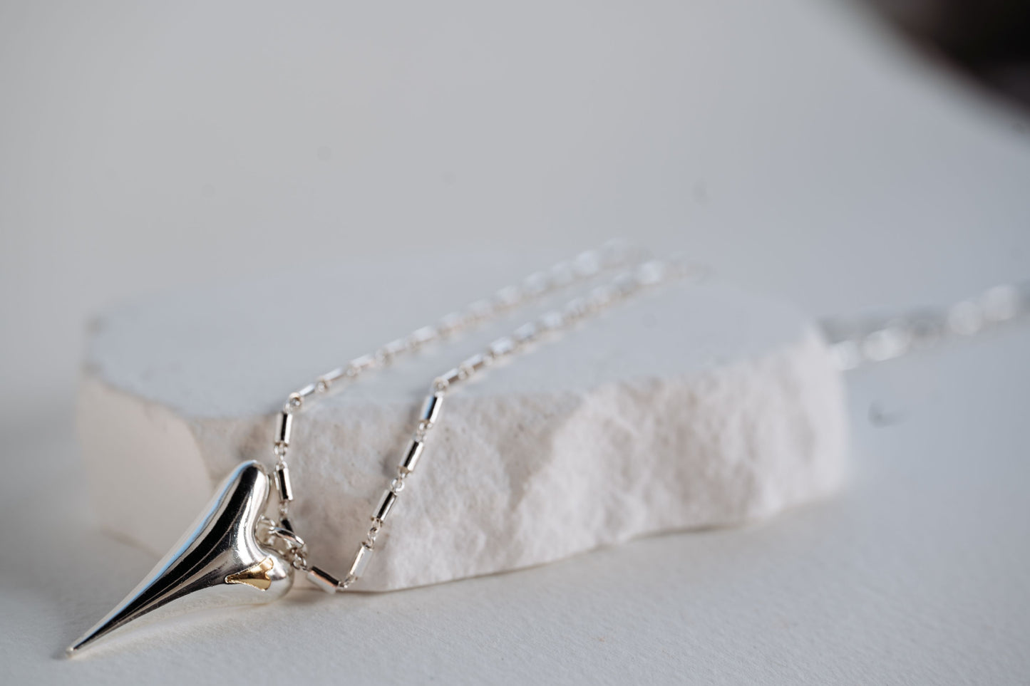 SILVER/YELLOW GOLD SOLID HEART NECKLACE *
