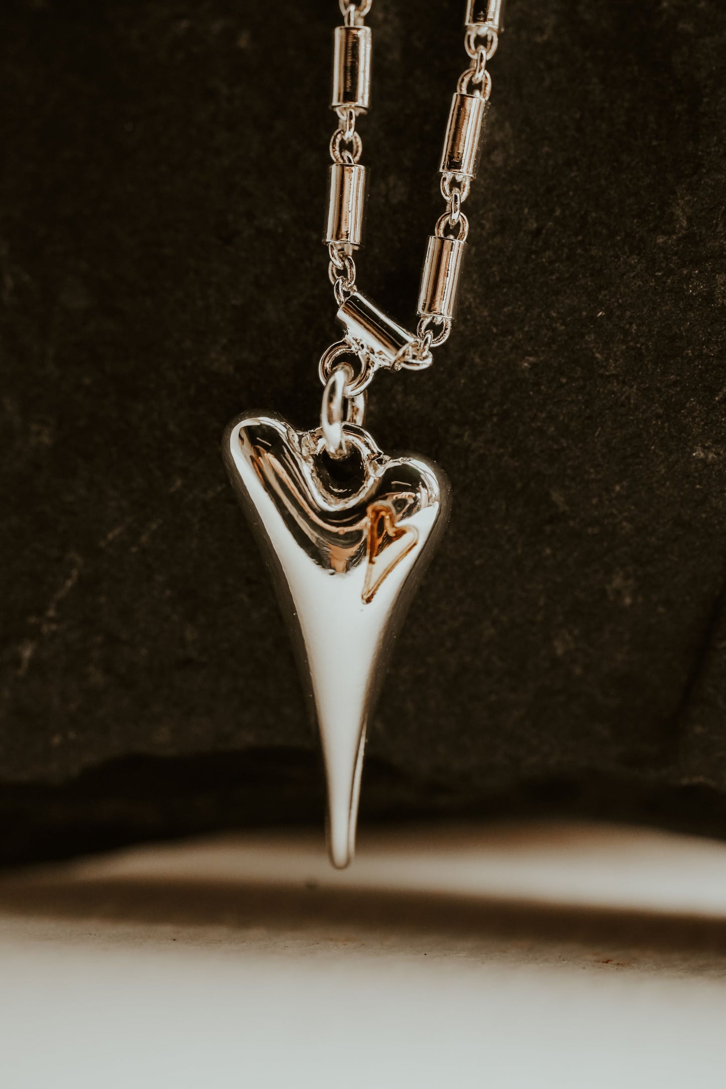 SILVER/YELLOW GOLD SOLID HEART NECKLACE *
