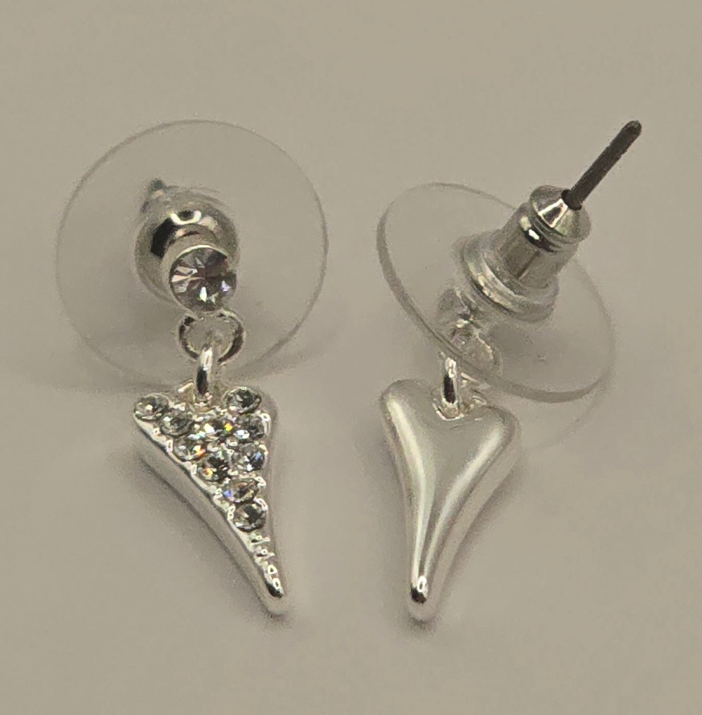 Silver Small Crystal Heart Earrings*