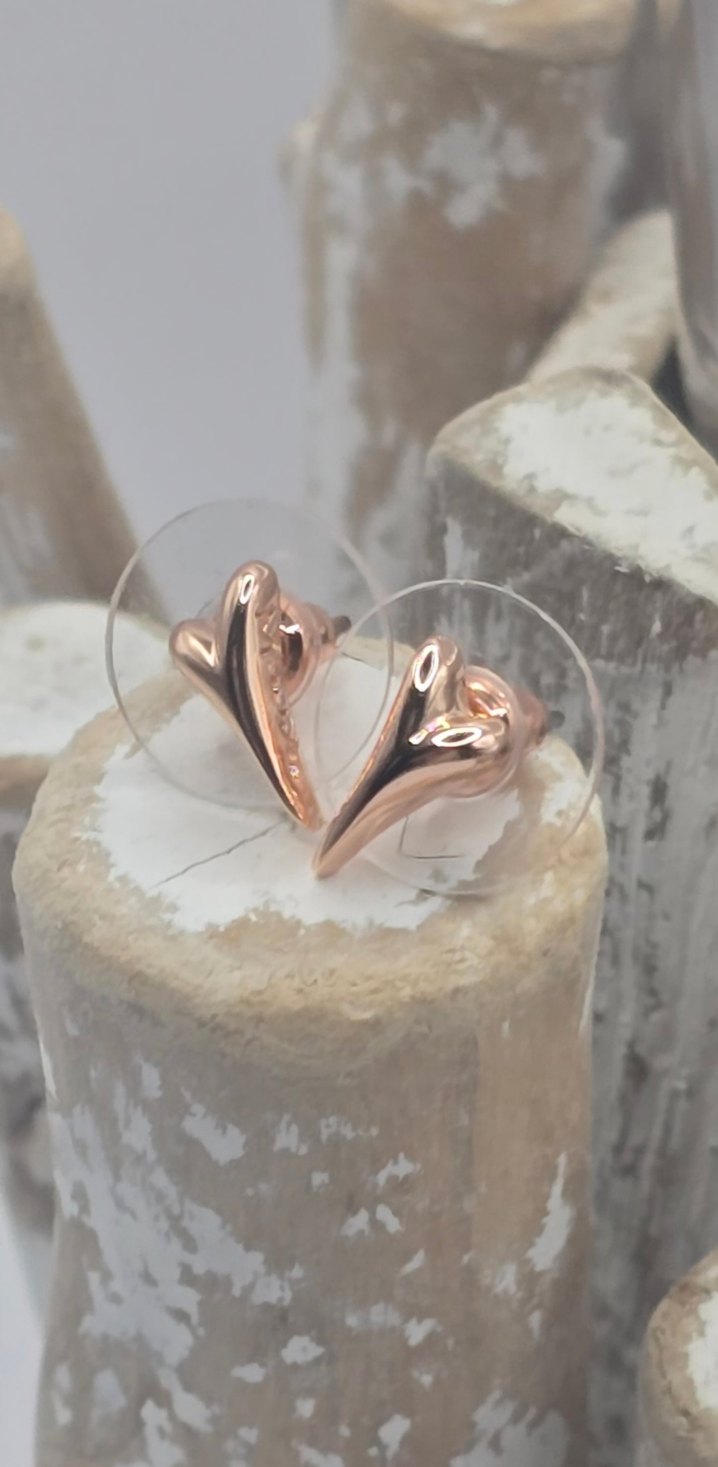 Rose Gold Bubble Small Heart Earrings*