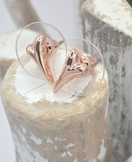 Rose Gold Bubble Small Heart Earrings*
