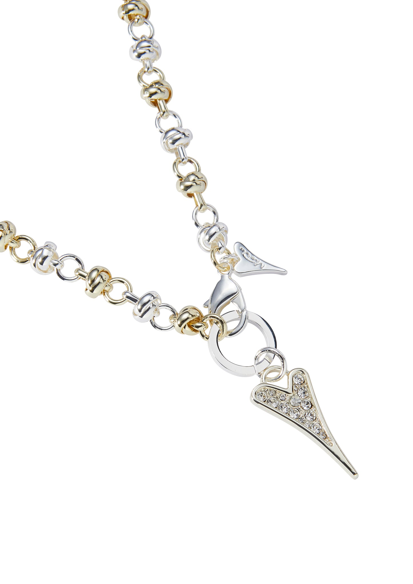 SILVER/YELLOW GOLD KNOTTED CHAIN NECKLACE*