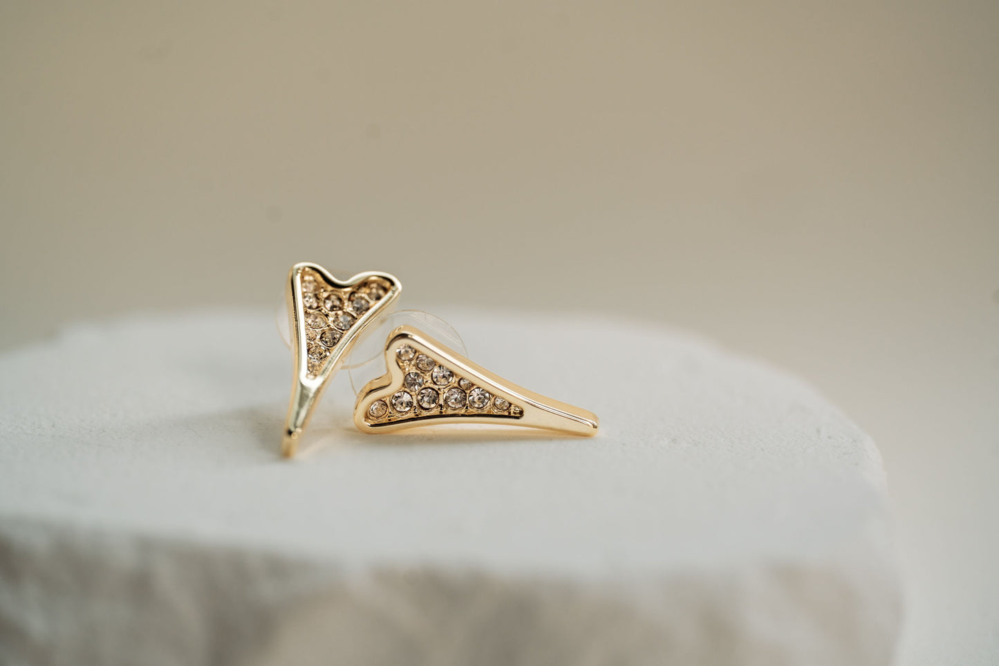 Earrings Yellow Gold Diamante Heart studs