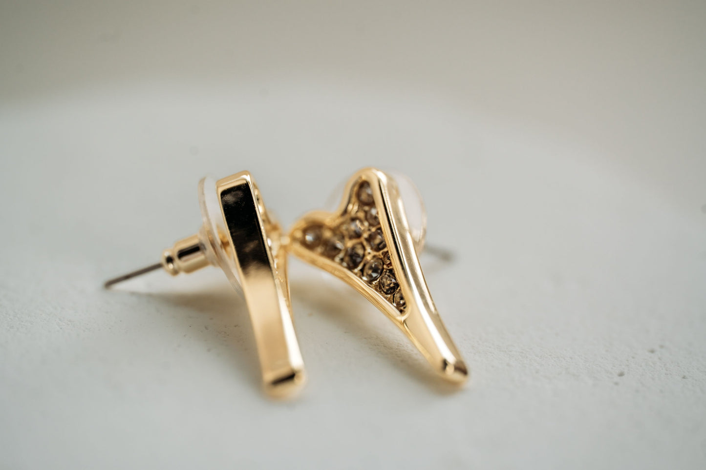 Earrings Yellow Gold Diamante Heart studs