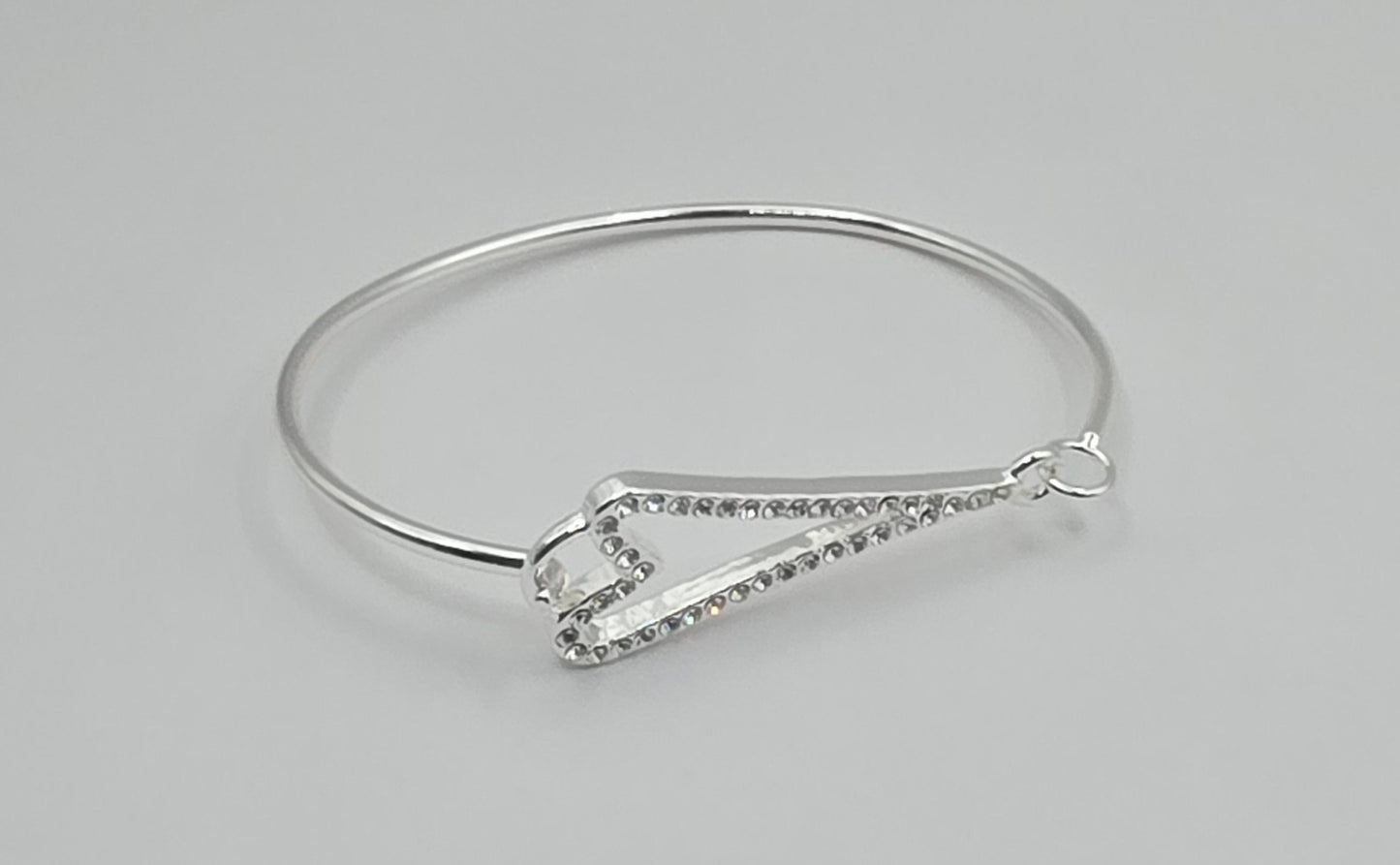 Bracelet Silver Cuff with a Diamante Hollow Heart*