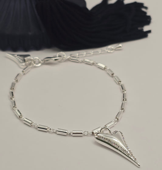 SILVER DIAMANTE HEART BRACELET*