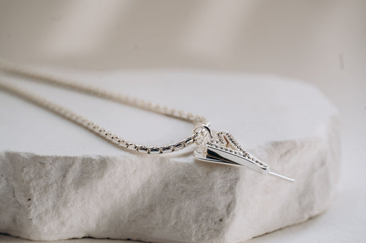 Necklace Silver chain with Solid &  Hollow Diamante Hearts*
