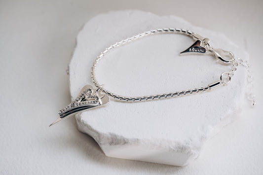 Bracelet Silver chain with Solid & Diamante Hearts*
