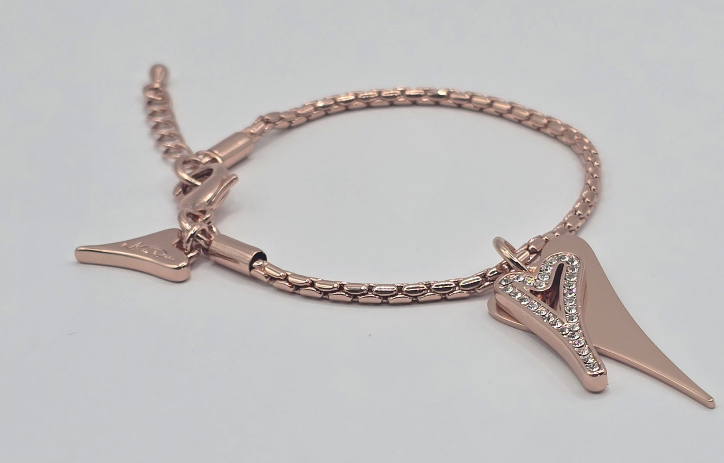 Bracelet Rose gold Chain with Solid & Diamante Hearts*