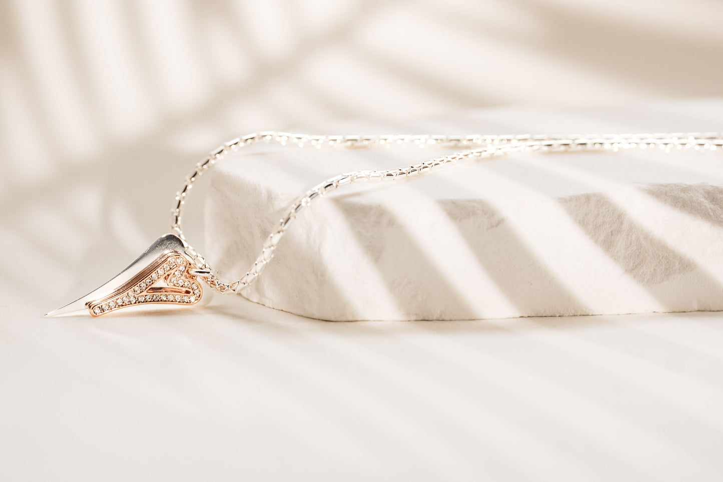 Silver/Rose gold Solid & Hollow Diamante Hearts Necklace*