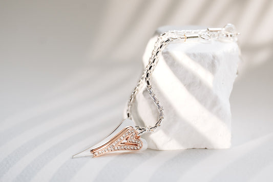 Silver/Rose gold Solid & Diamante hearts Necklace*