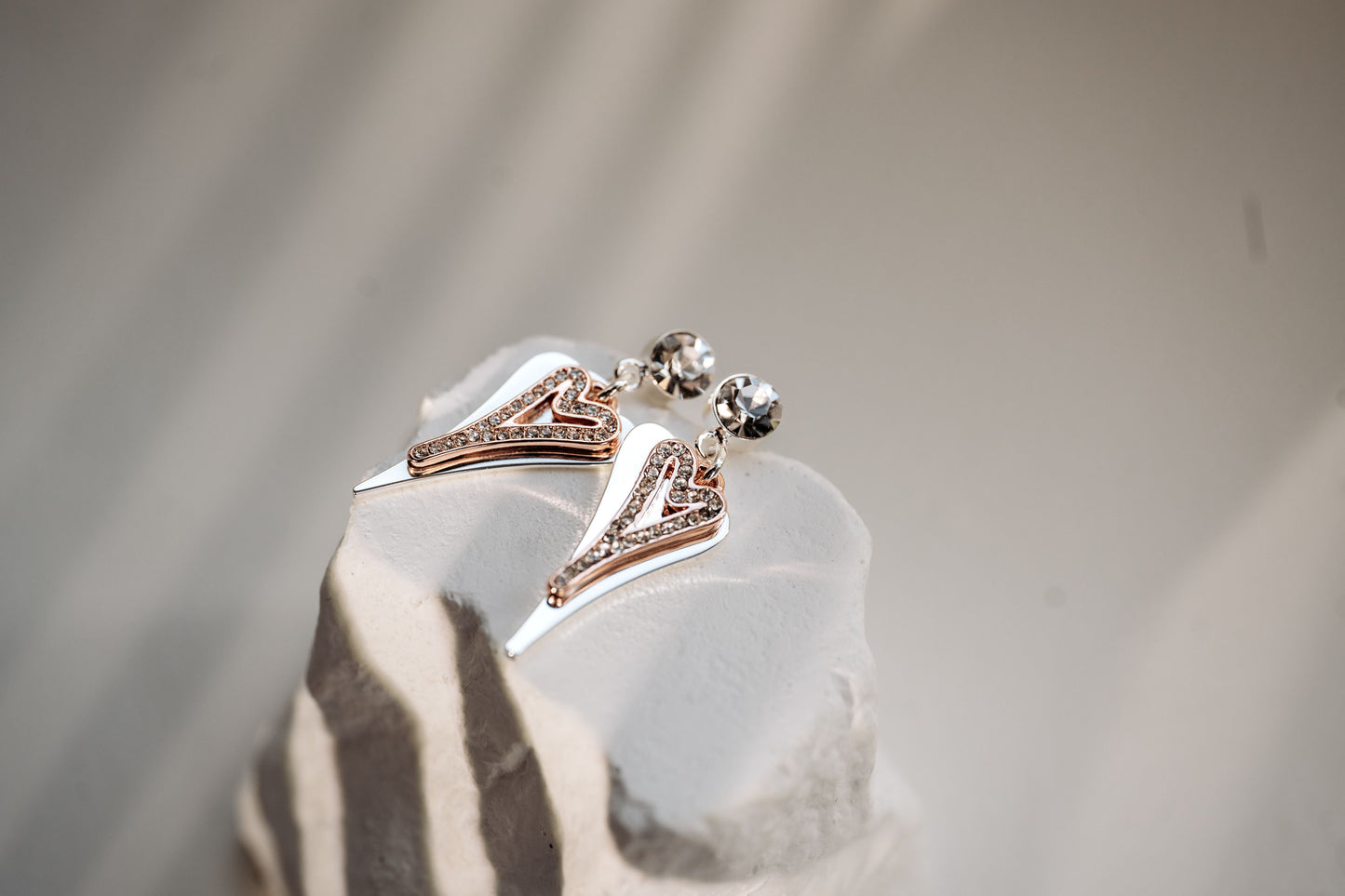 Silver/Rose Gold Solid & Hollow Diamante Hearts Earrings*