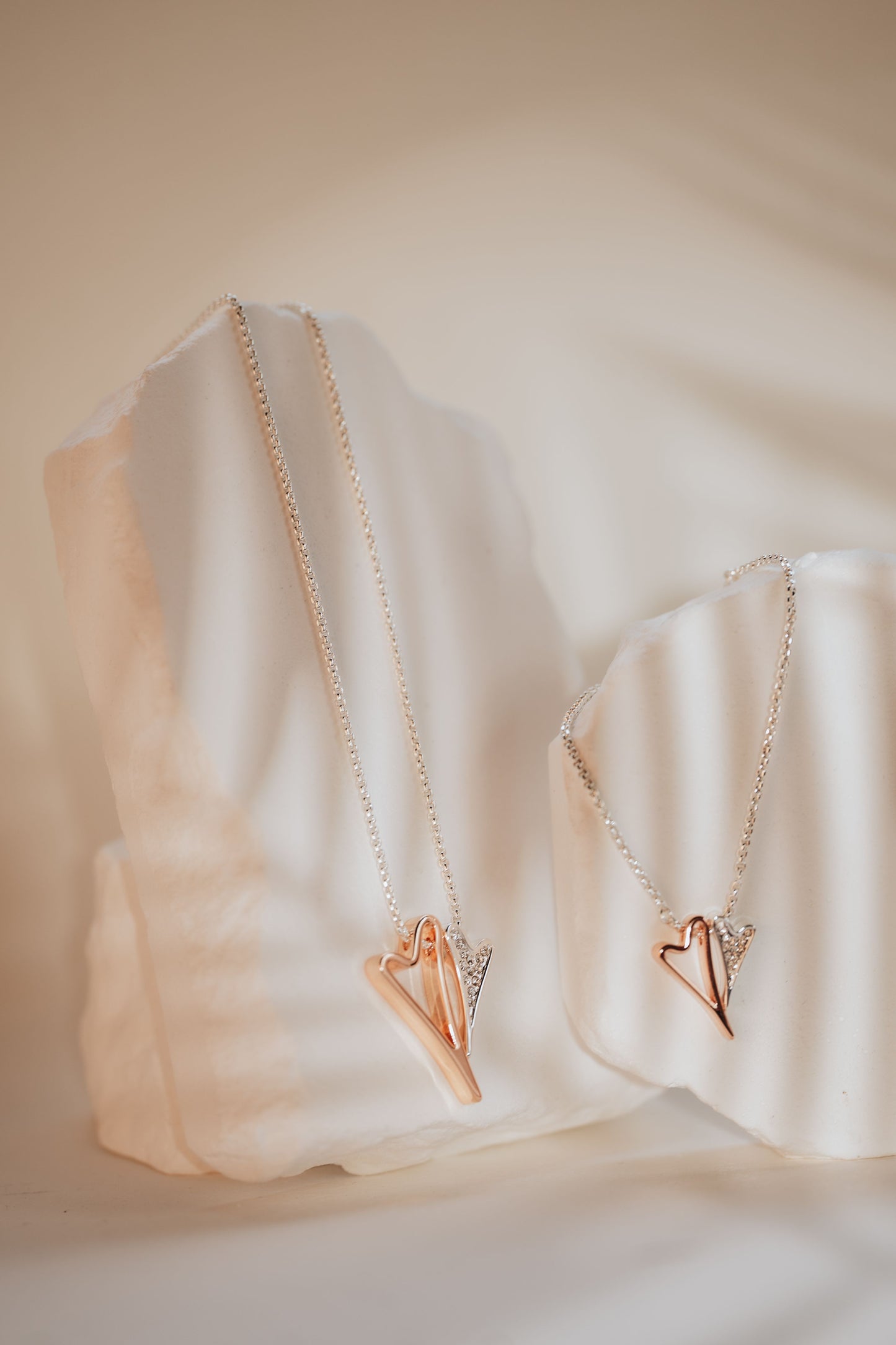 SILVER/ROSE GOLD DOUBLE HEART BRACELET *