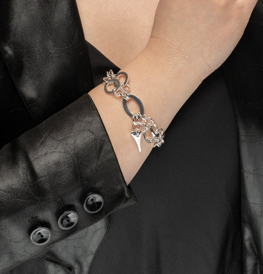 Bracelet Silver Multi links chain with Solid Heart