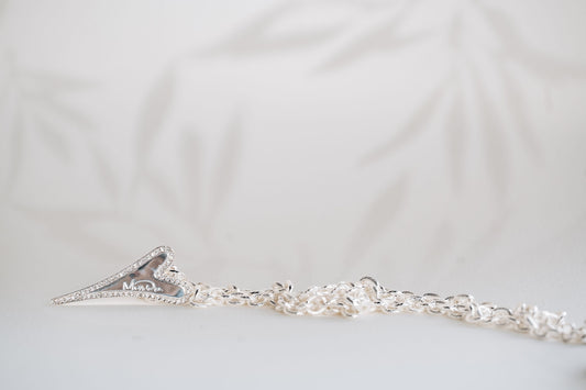 Necklace silver 85cm textured links chain with heart pendant