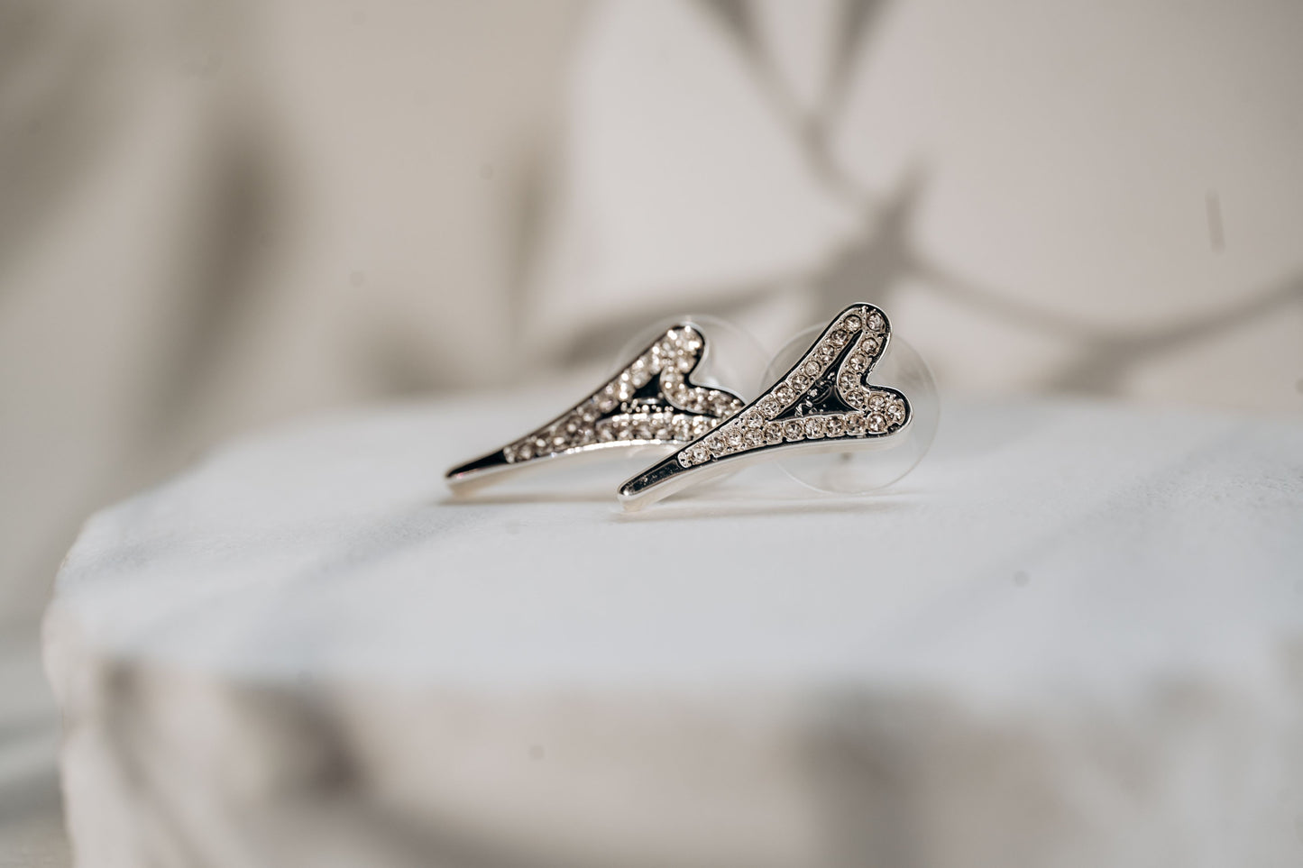 SILVER SOLID CZ MISS DEE LOGO EARRINGS*