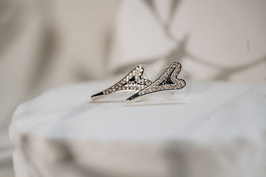SILVER SOLID CZ MISS DEE LOGO EARRINGS*