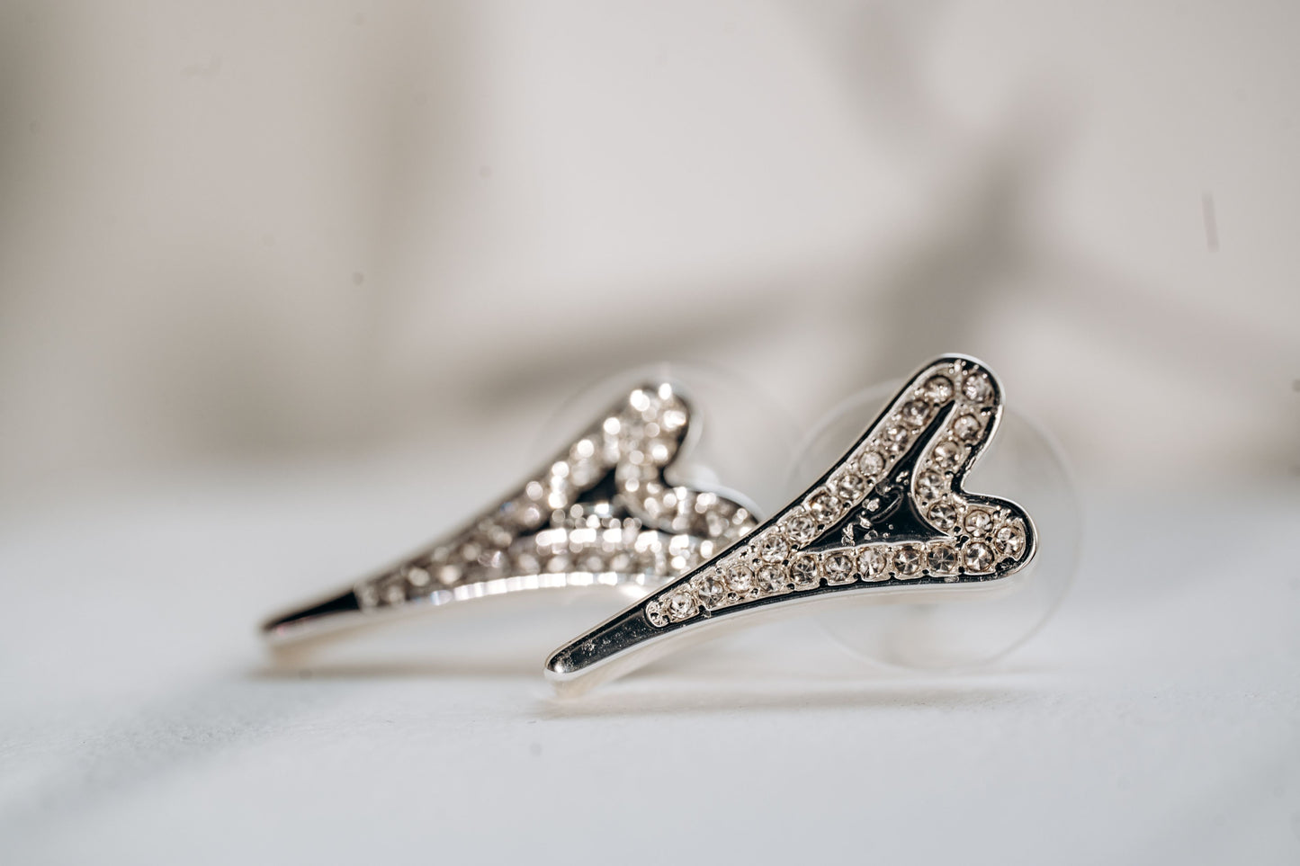 SILVER SOLID CZ MISS DEE LOGO EARRINGS*