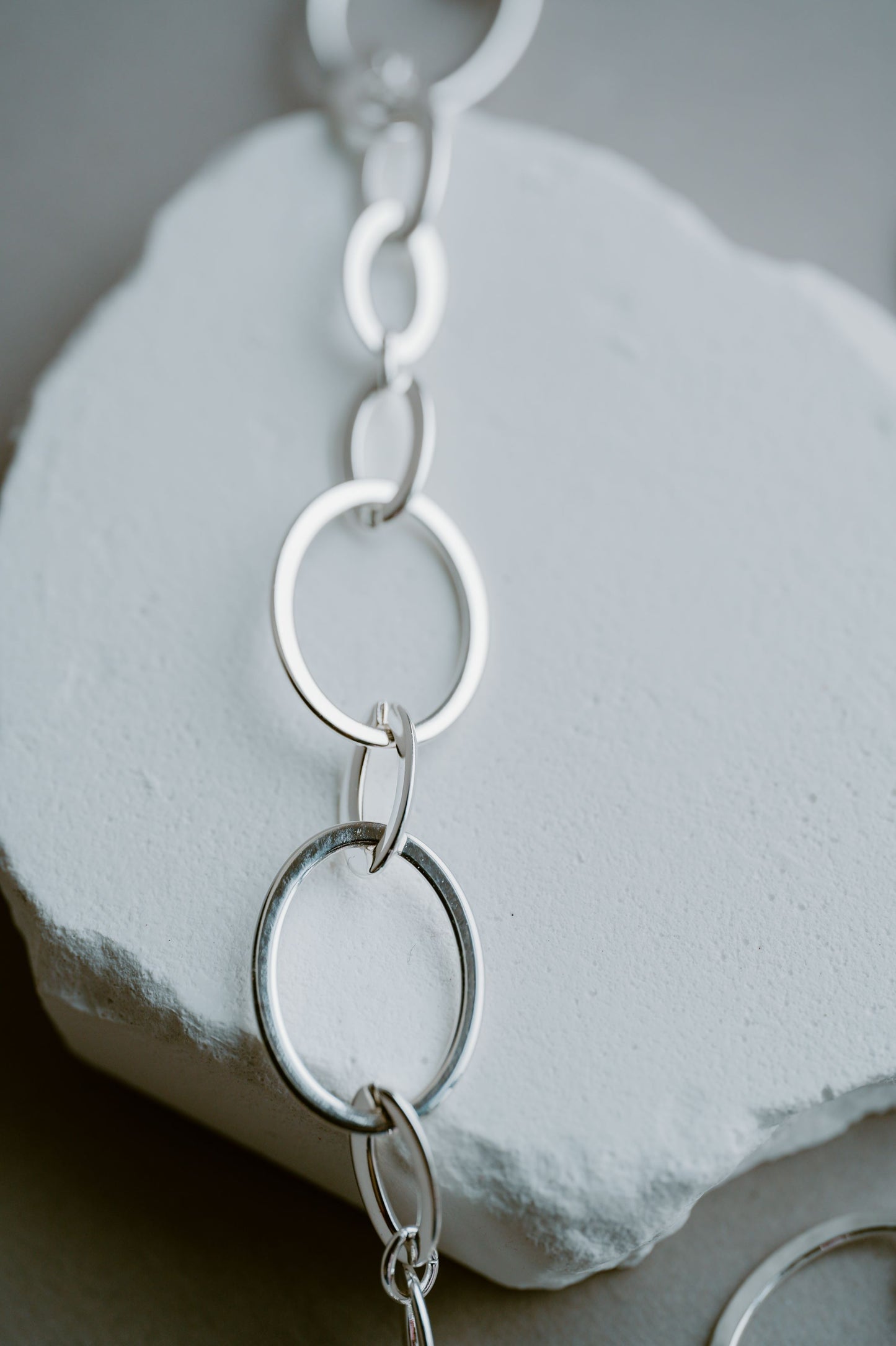 Necklace Silver 70cm multi link with a Hollow Diamante Heart *