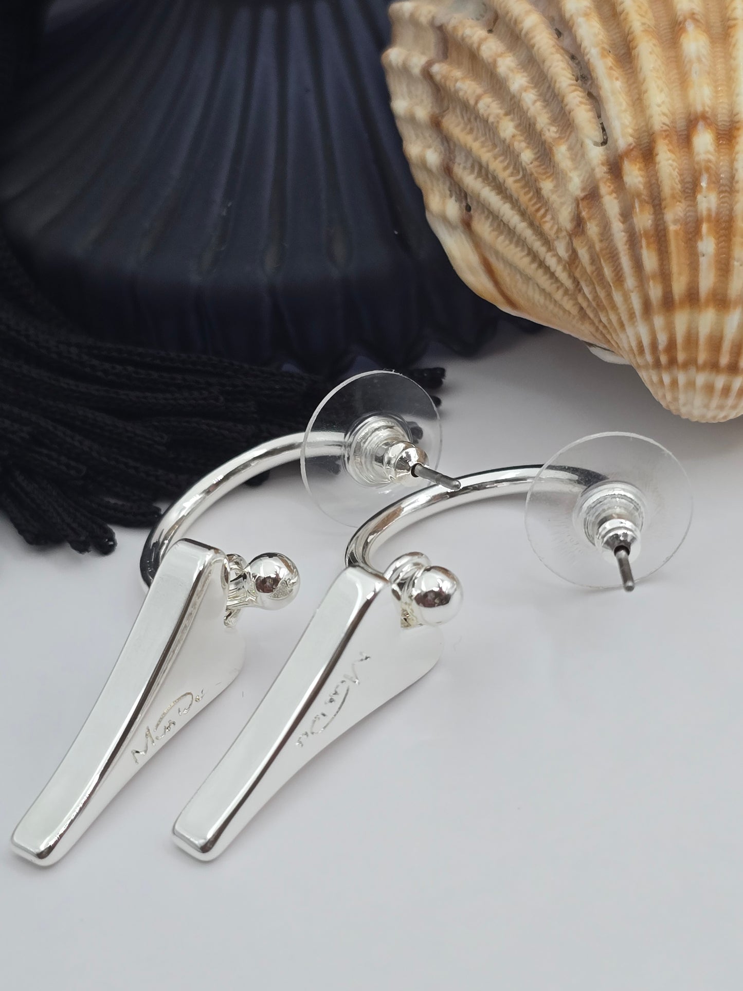SILVER HOOPS WITH SILVER DIAMANTE HEART*