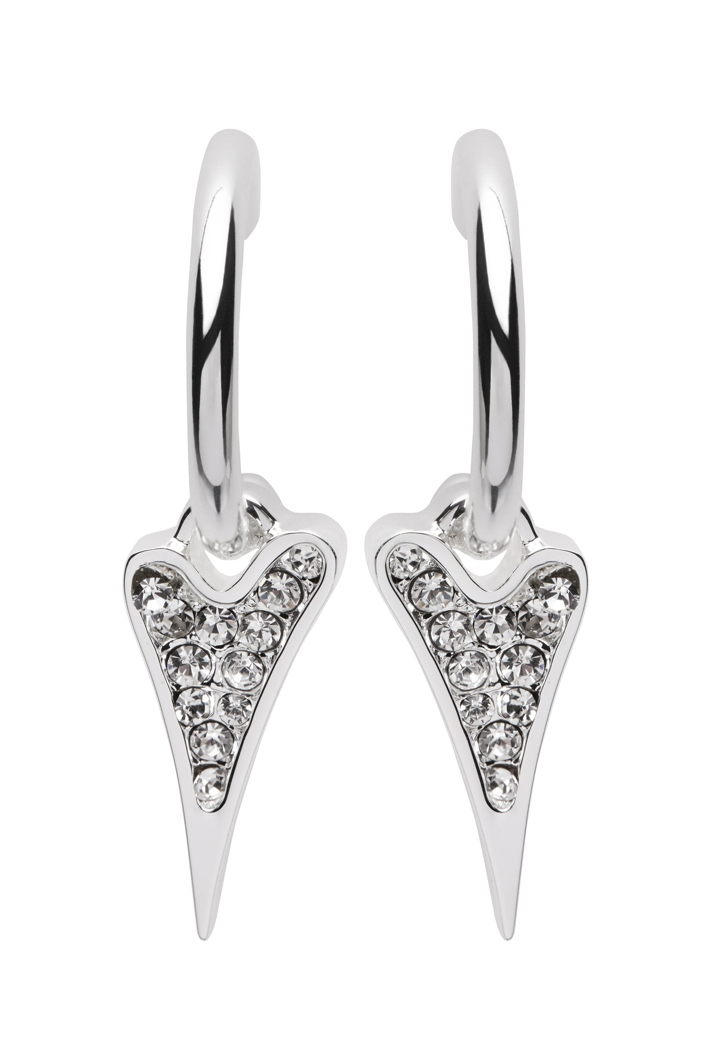 SILVER HOOPS WITH DIAMANTE HEART*