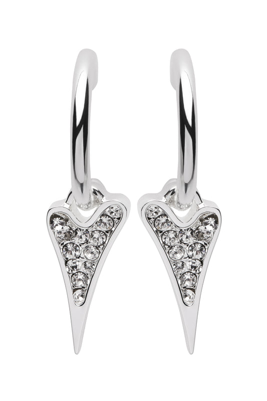 SILVER HOOPS WITH DIAMANTE HEART*