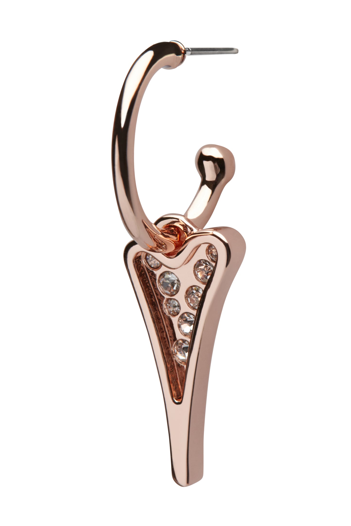 ROSE GOLD EARRINGS WITH DIAMANTE PENDANT *