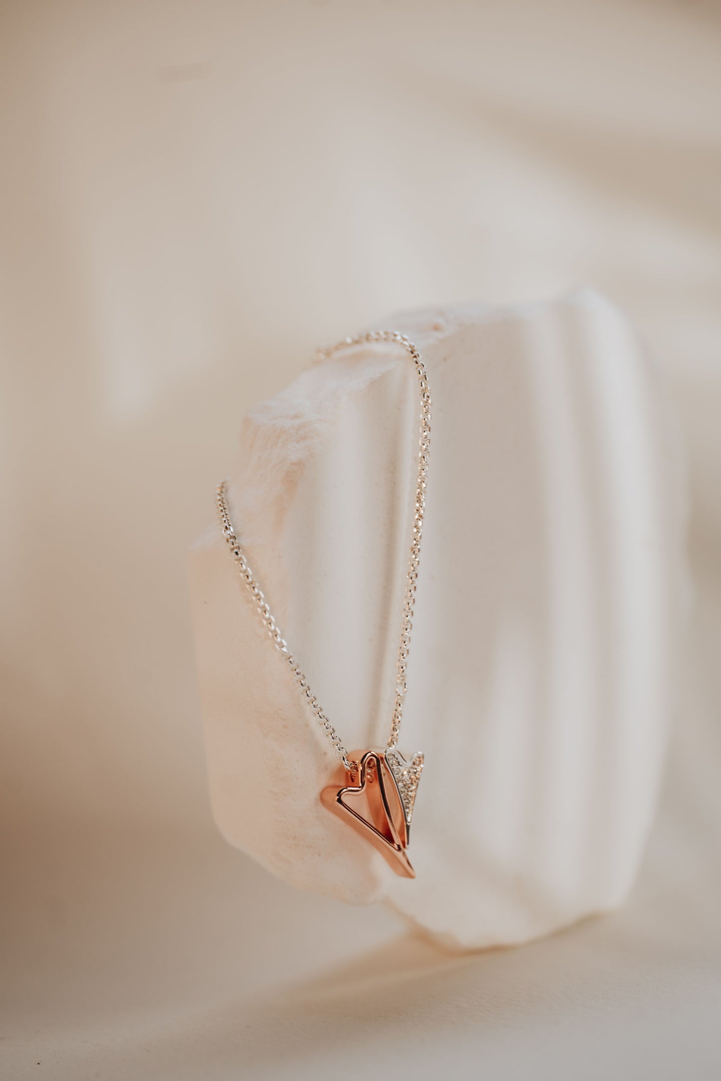 SILVER/ROSE GOLD DOUBLE HEART BRACELET *