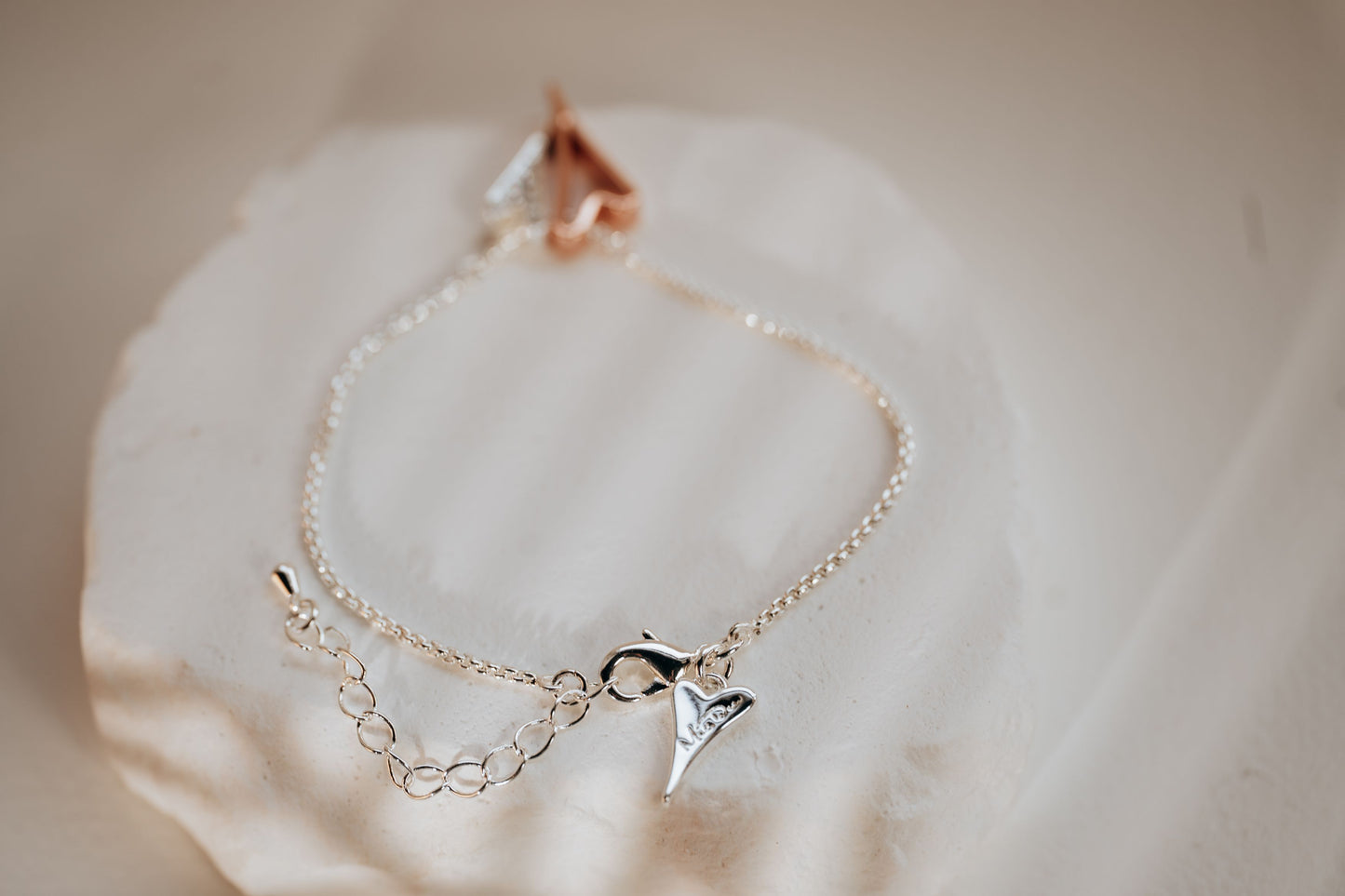 SILVER/ROSE GOLD DOUBLE HEART BRACELET *