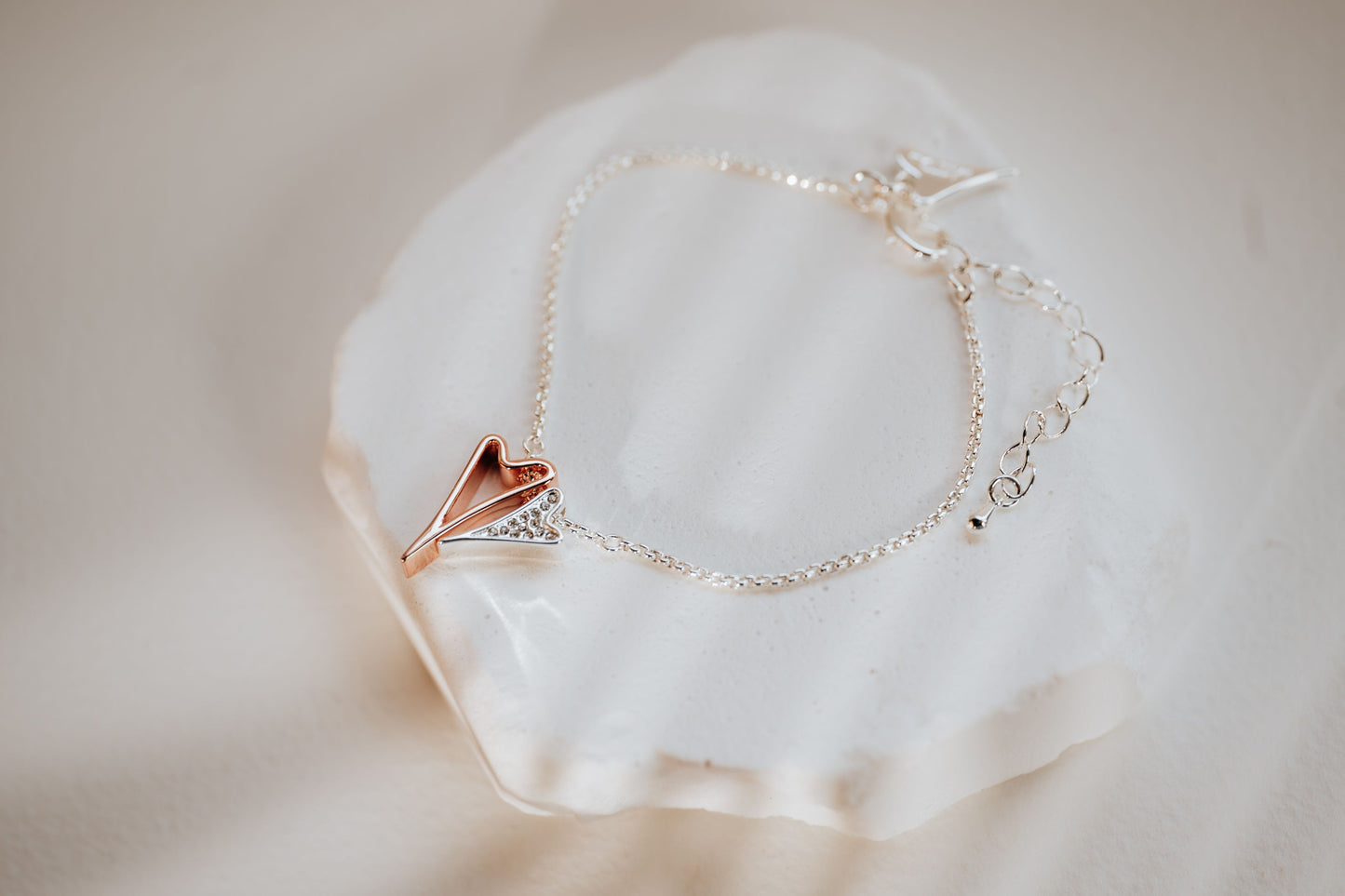 SILVER/ROSE GOLD DOUBLE HEART BRACELET *