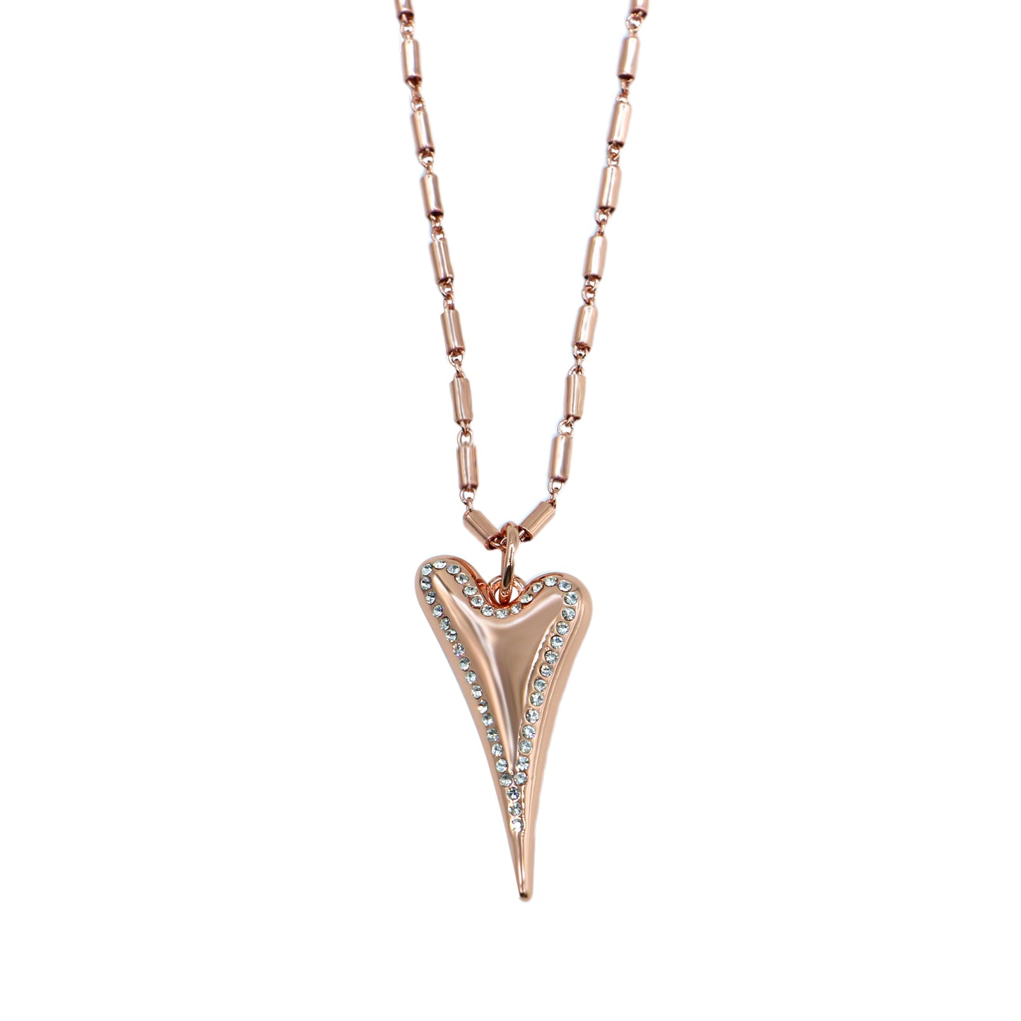 ROSE GOLD DIAMANTE HEART NECKLACE*