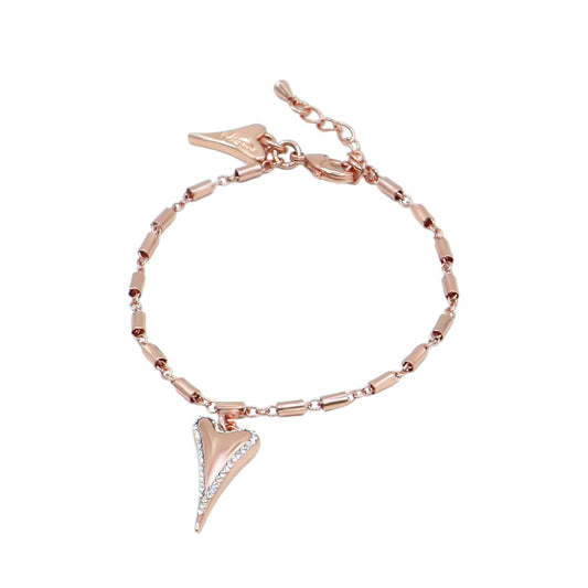 Rose gold plated with diamante face heart bracelet