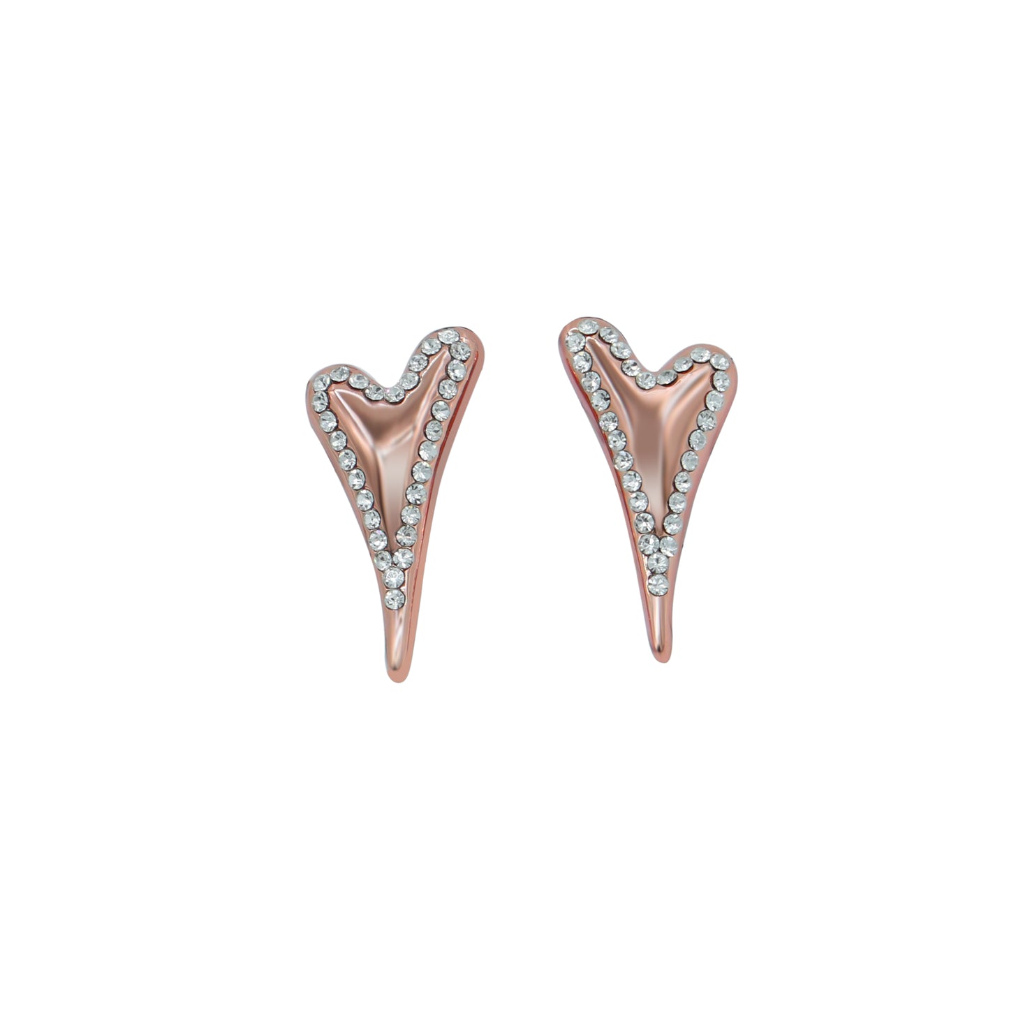 Rose gold plated with Diamante face Heart studs