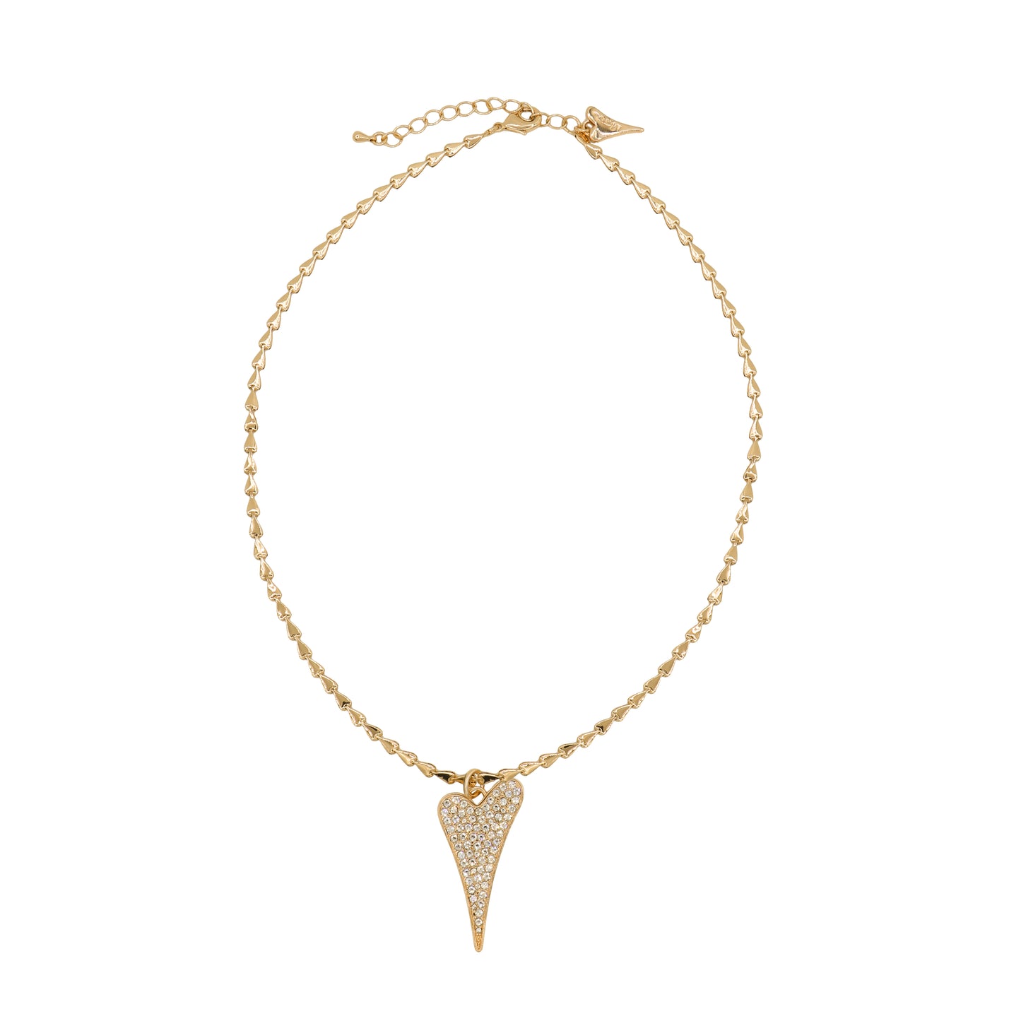 YELLOW GOLD FULL DIAMANTE HEART NECKLACE*