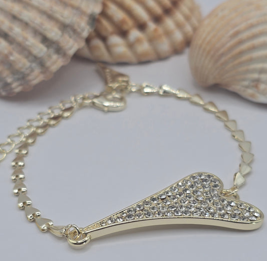 YELLOW GOLD DIAMANTE HEART BRACELET*