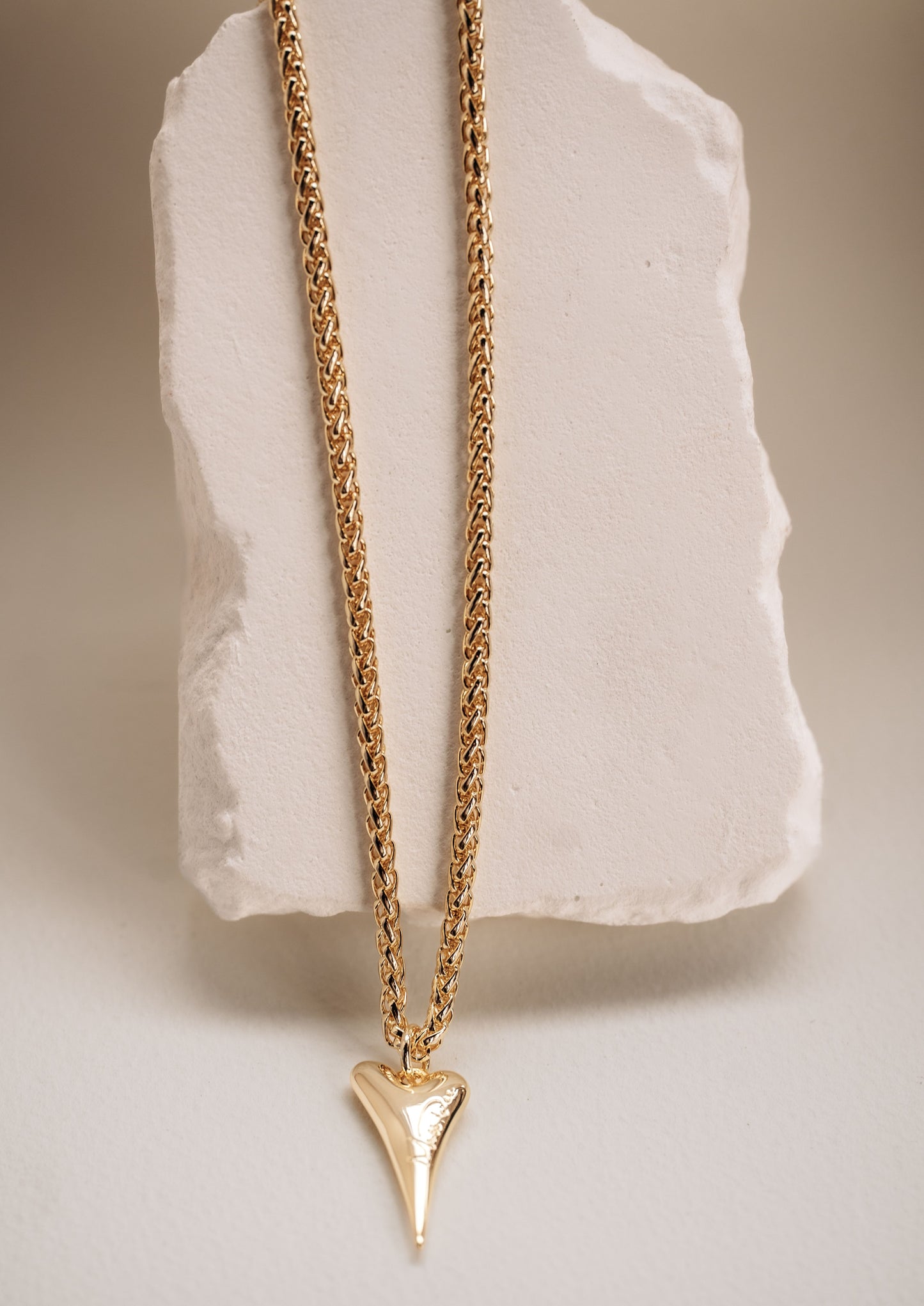 YELLOW GOLD SOLID HEART NECKLACE*