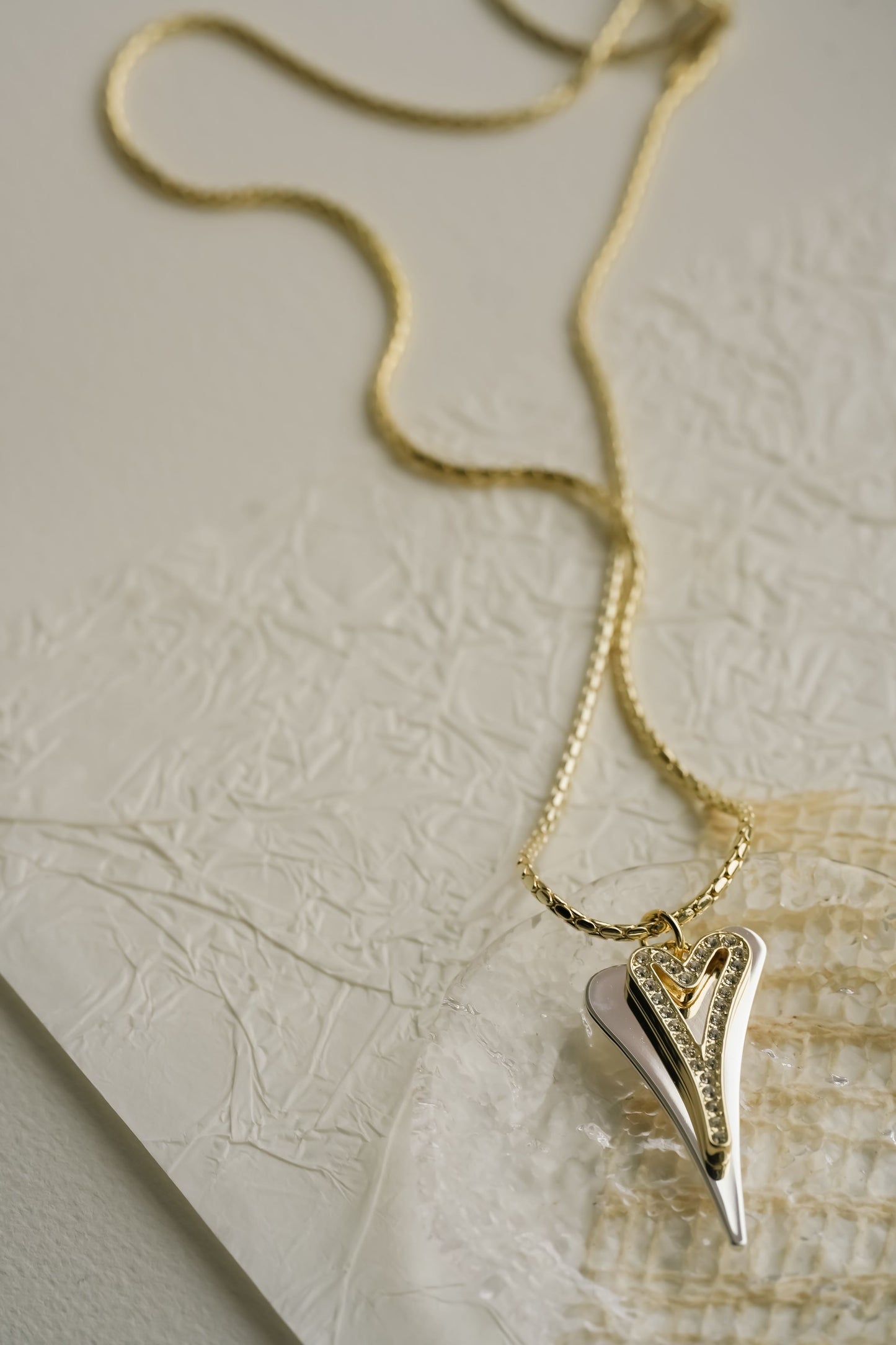 NEW!!!! LONG 70CM YELLOW GOLD DOUBLE HEART NECKLACE *