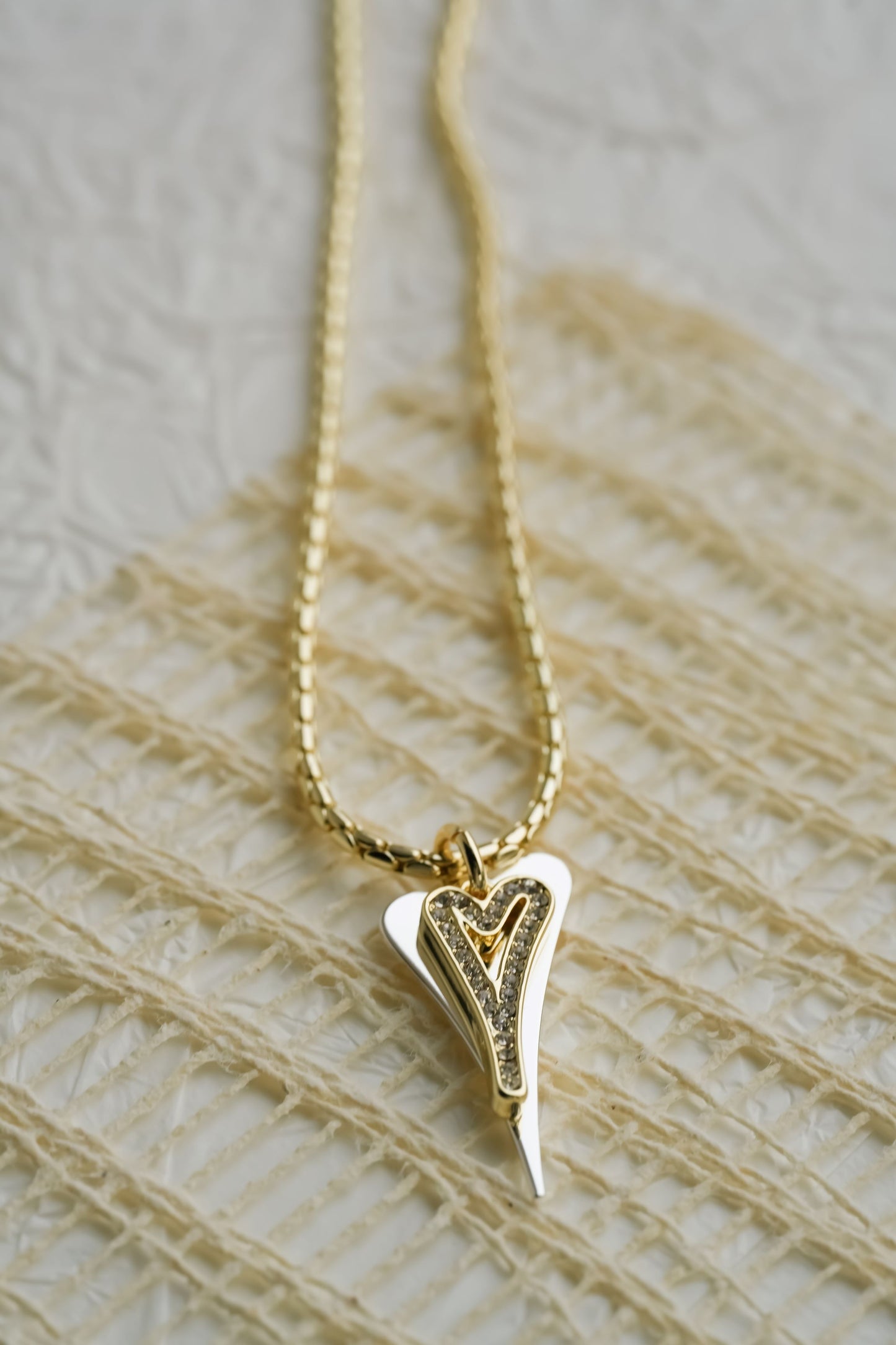 NEW!!!! YELLOW GOLD DOUBLE HEART NECKLACE *