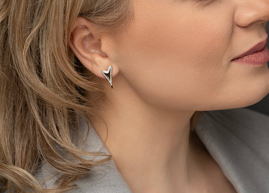 YELLOW GOLD DIAMANTE HEART EARRINGS*