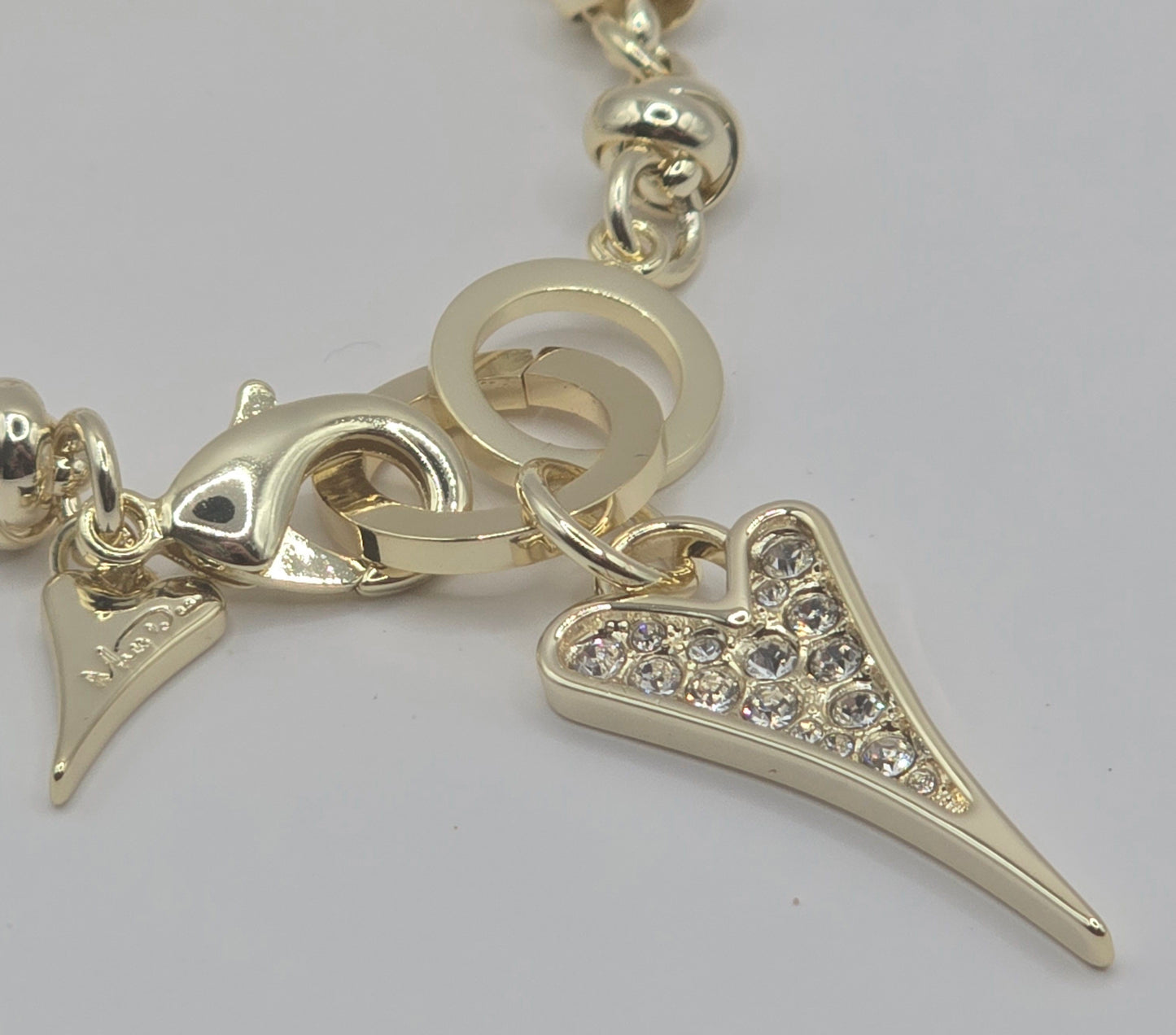 YELLOW GOLD DIAMANTE HEART BRACELET*