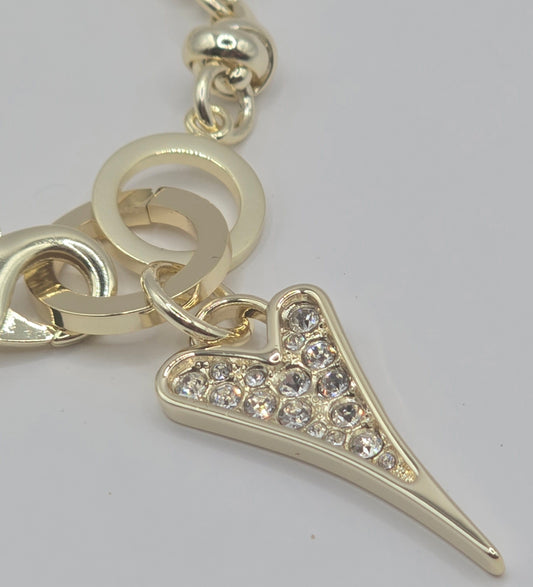 YELLOW GOLD DIAMANTE HEART BRACELET*