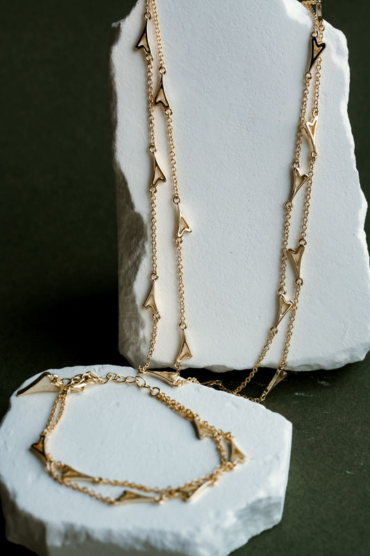YELLOW GOLD DOUBLE CHAIN NECKLACE *