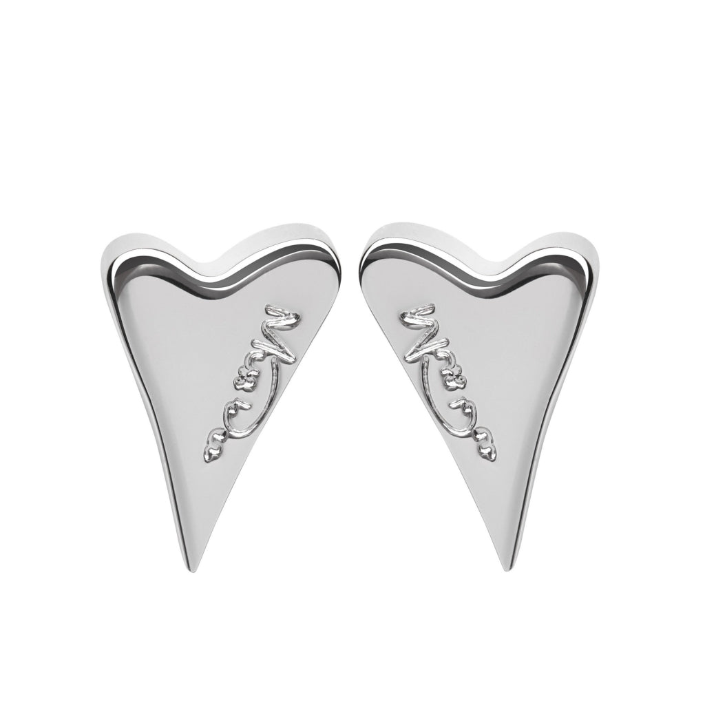 Silver Solid Brand Logo Heart Earrings (Alcis)*