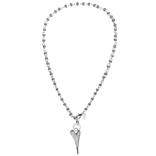 Miss Dee Sterling Silver Heart Long Knot Chain Necklace