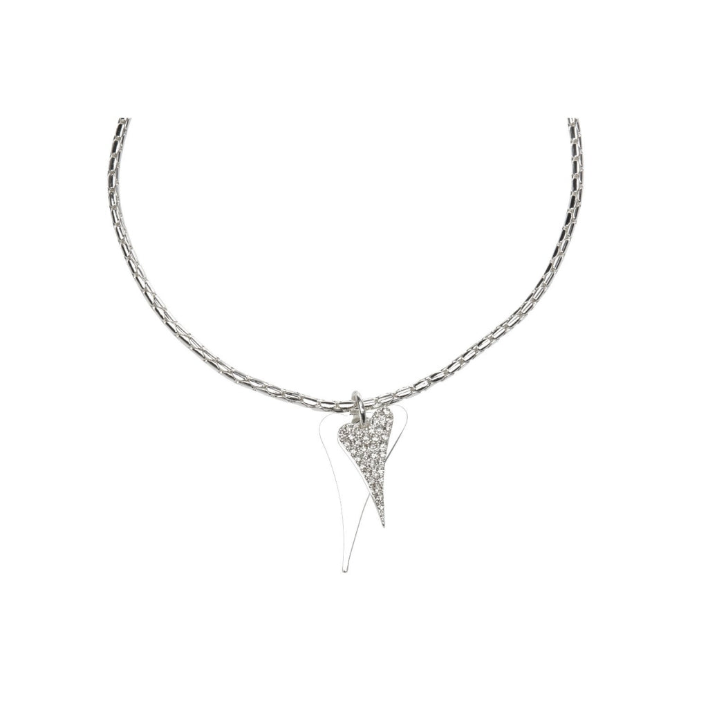 SILVER DOUBLE HEART NECKLACE*